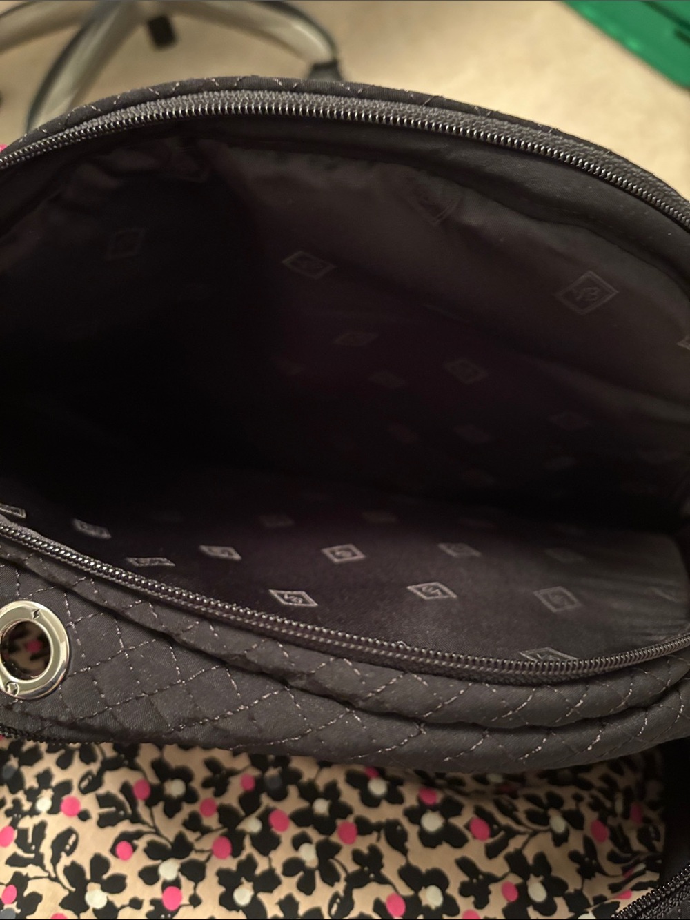 Vera Bradley Black Quilted Backpack with Front Zip Pocket - Picture 6 of 6